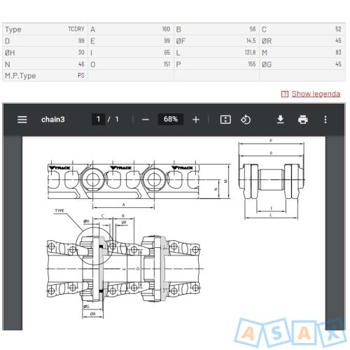 Гусеничные цепис шагом 160 мм для спецтехники